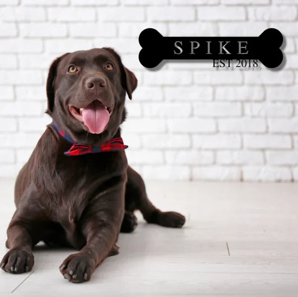 Personalized dog and cat signs including custom door mats, plaques, and pet name wall art