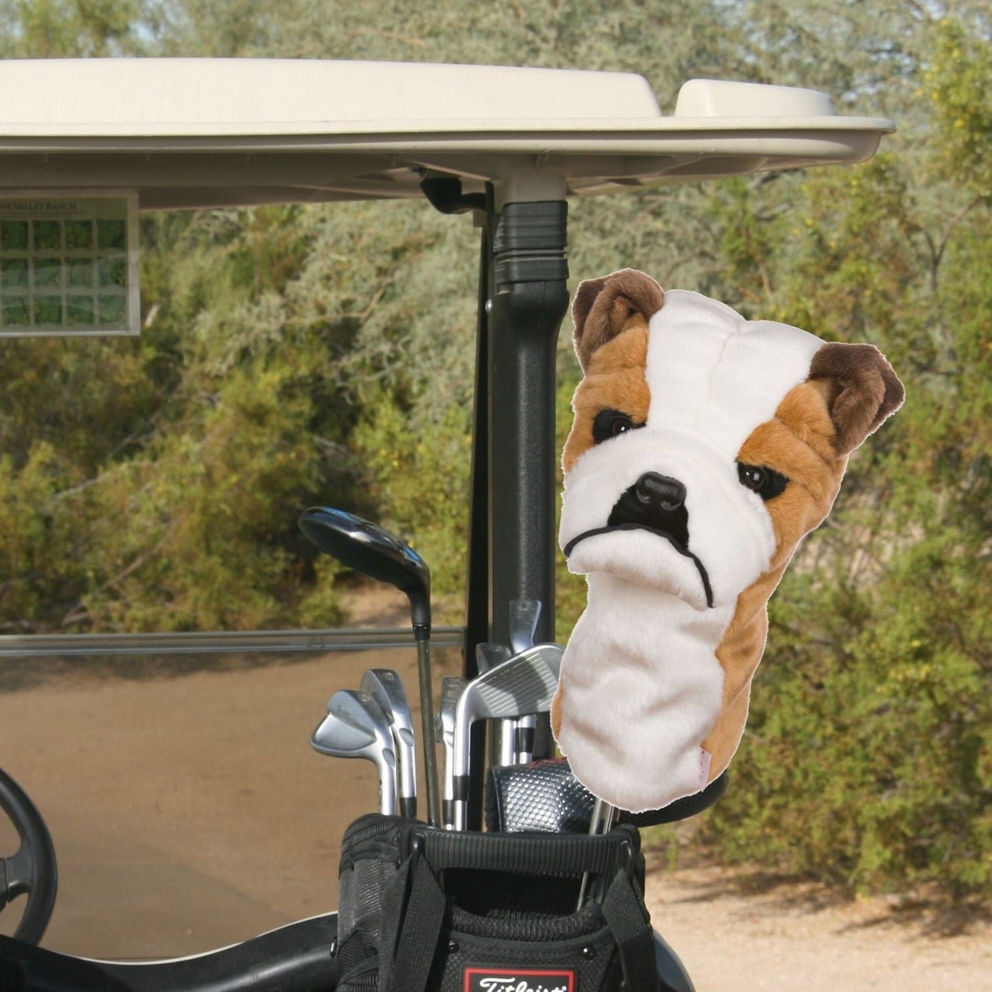 Plush dog golf head cover in various breeds for golf drivers up to 460cc