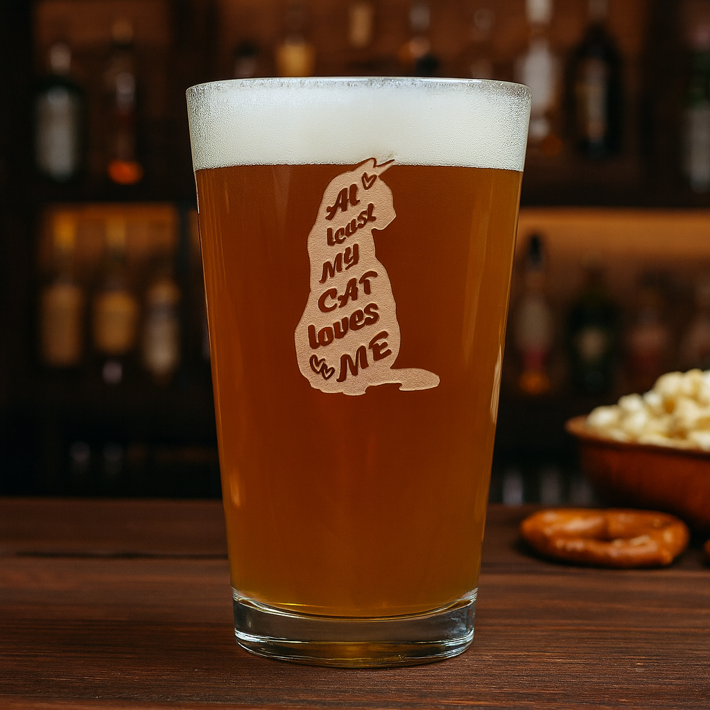 At Least My Cat Loves Me Pint Glass Gift