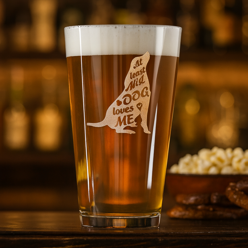 At Least My Dog Loves Me Pint Glass Gift