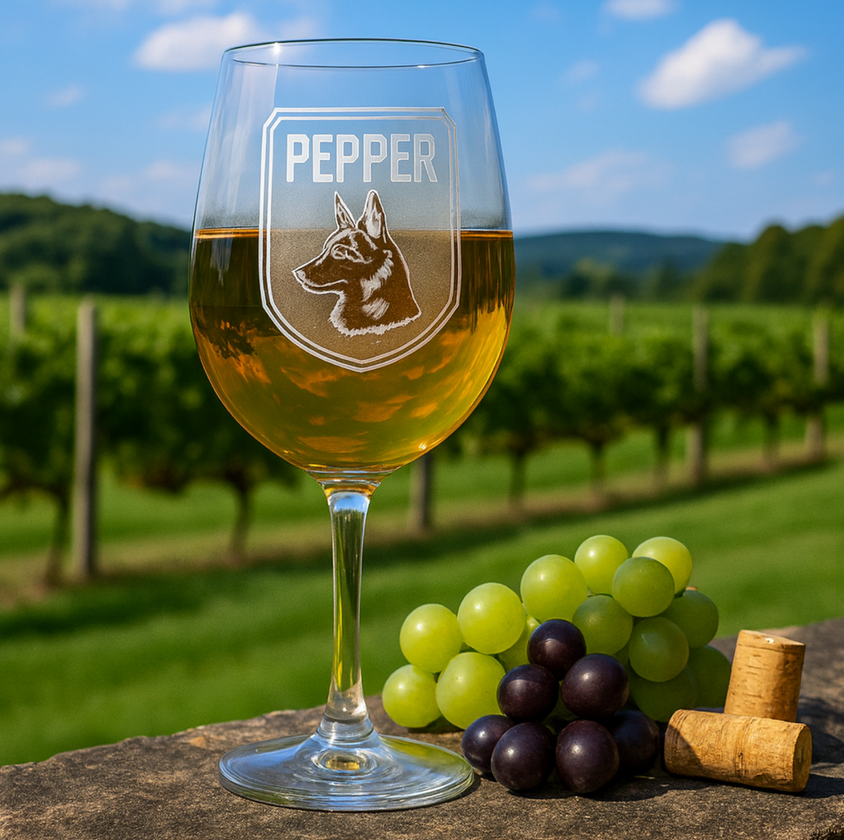 Personalized Dog Breed Engraved Wine Glass