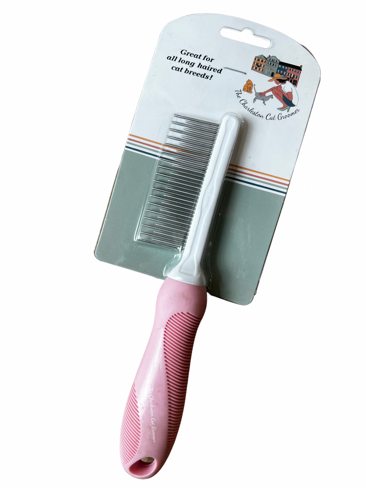 Detangling Pet Comb with Long & Short Stainless Steel Teeth for Removing Matted Fur