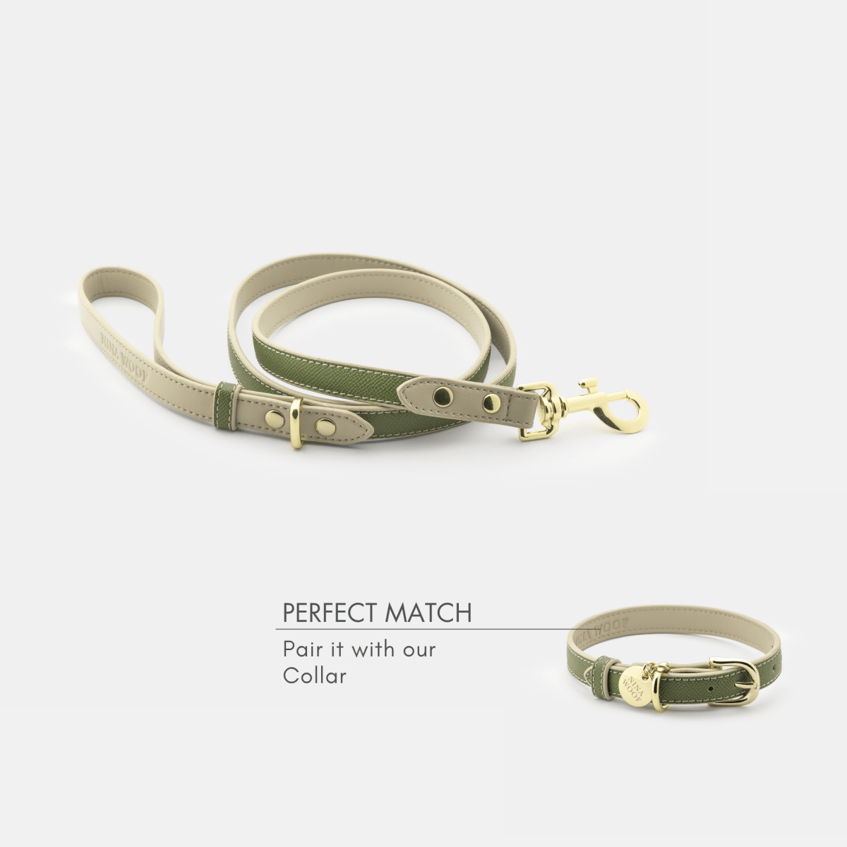 Sage Green Luxe Leather Dog Leash