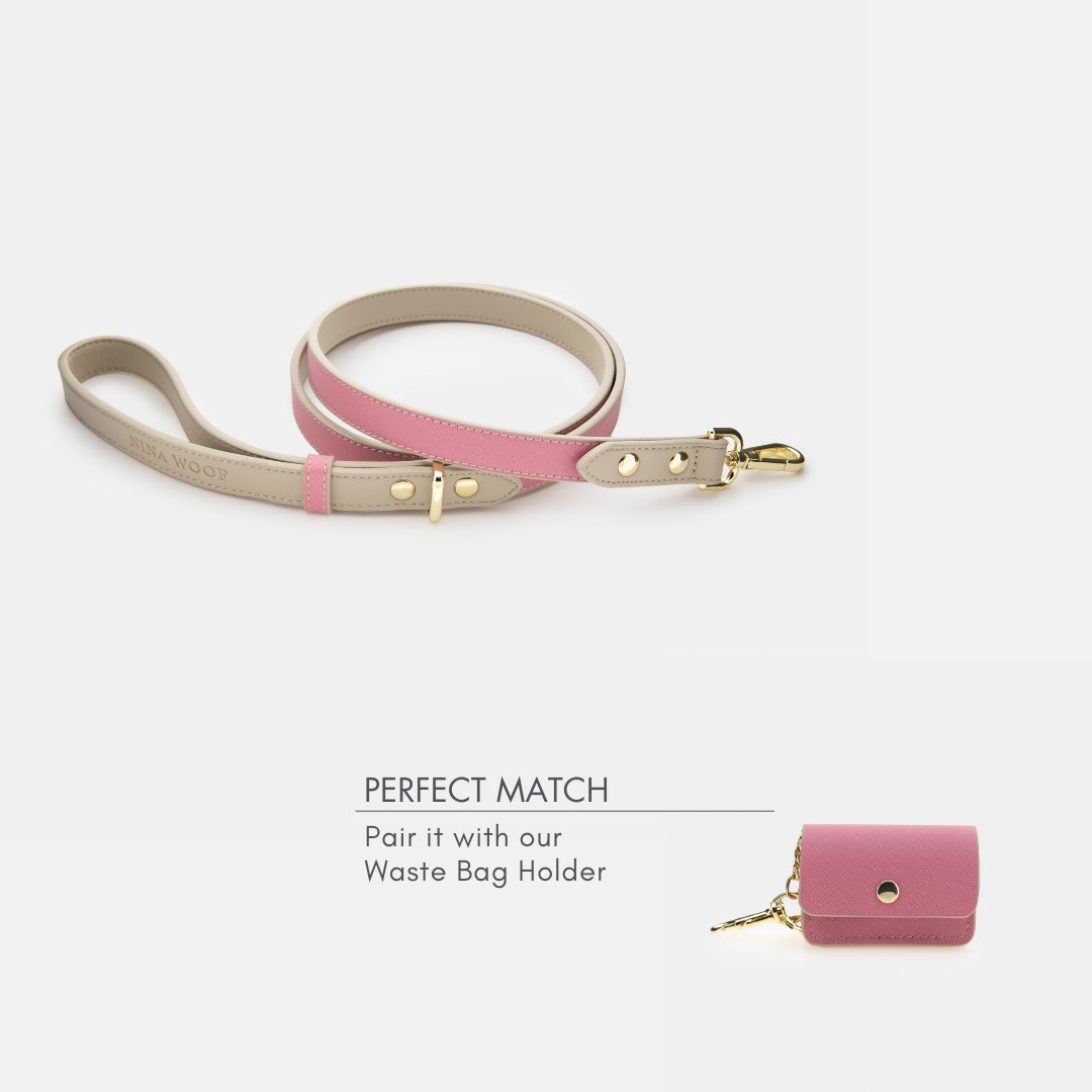 Hot Pink Leather Dog Leash